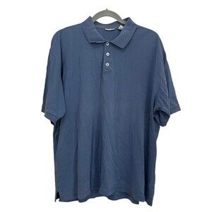 Van Heusen Polo Shirt Short Sleeve 100% USA Pima Cotton Mens Blue SZ XL